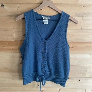 Vintage Monarch Knit blue vest sleeveless top